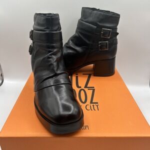 NEW Miz Mooz Women's Macee Leather Ankle Boots,Black,Side Zip,SZ:EU 37,US 6.5-7M